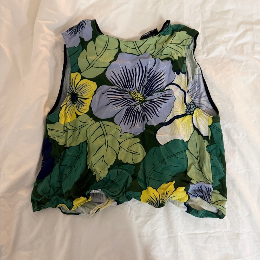 Zara Floral Tank Top - Green and Yellow